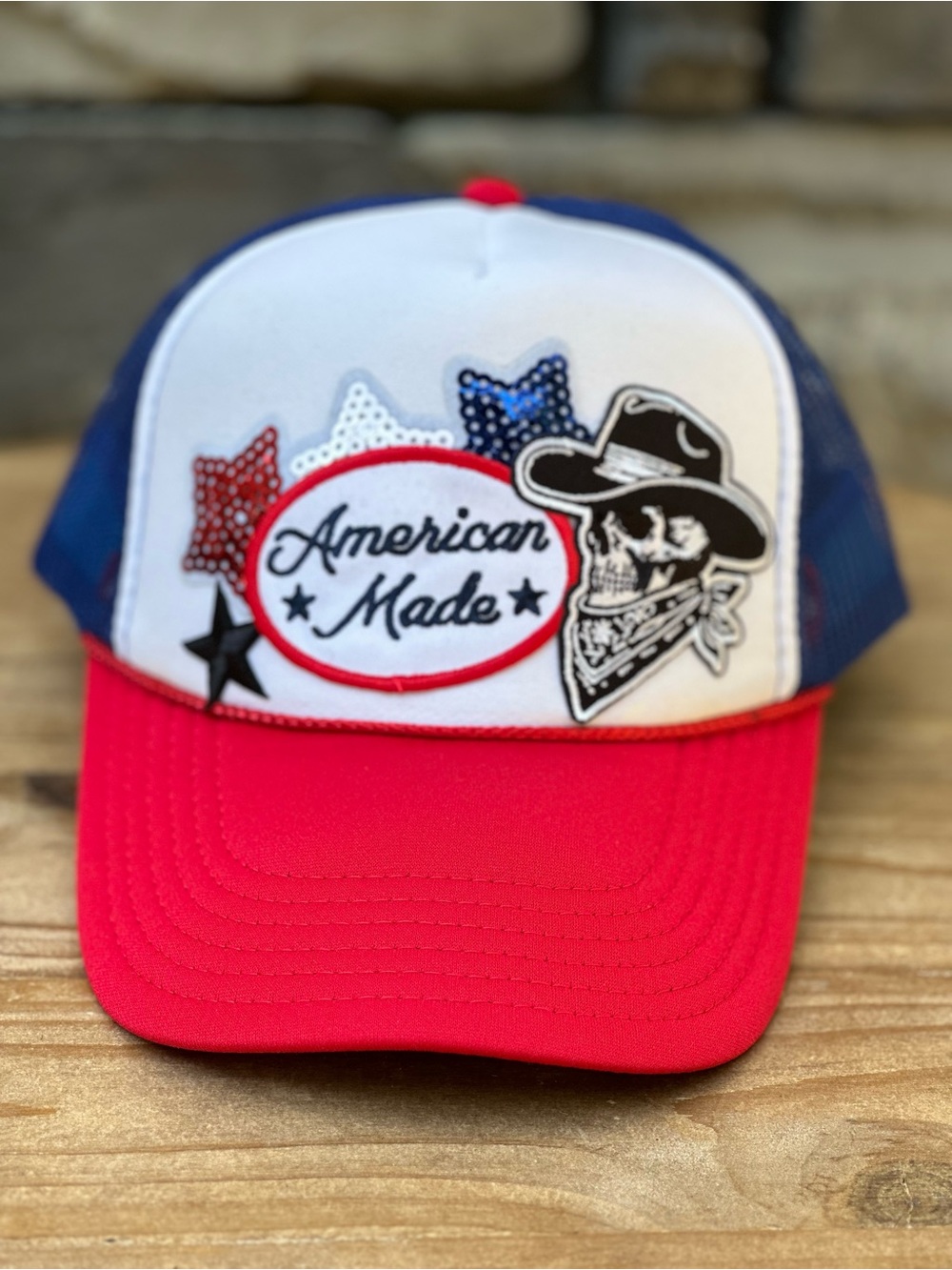NEW Custom American Made Trucker Hat - Red, White & Blue